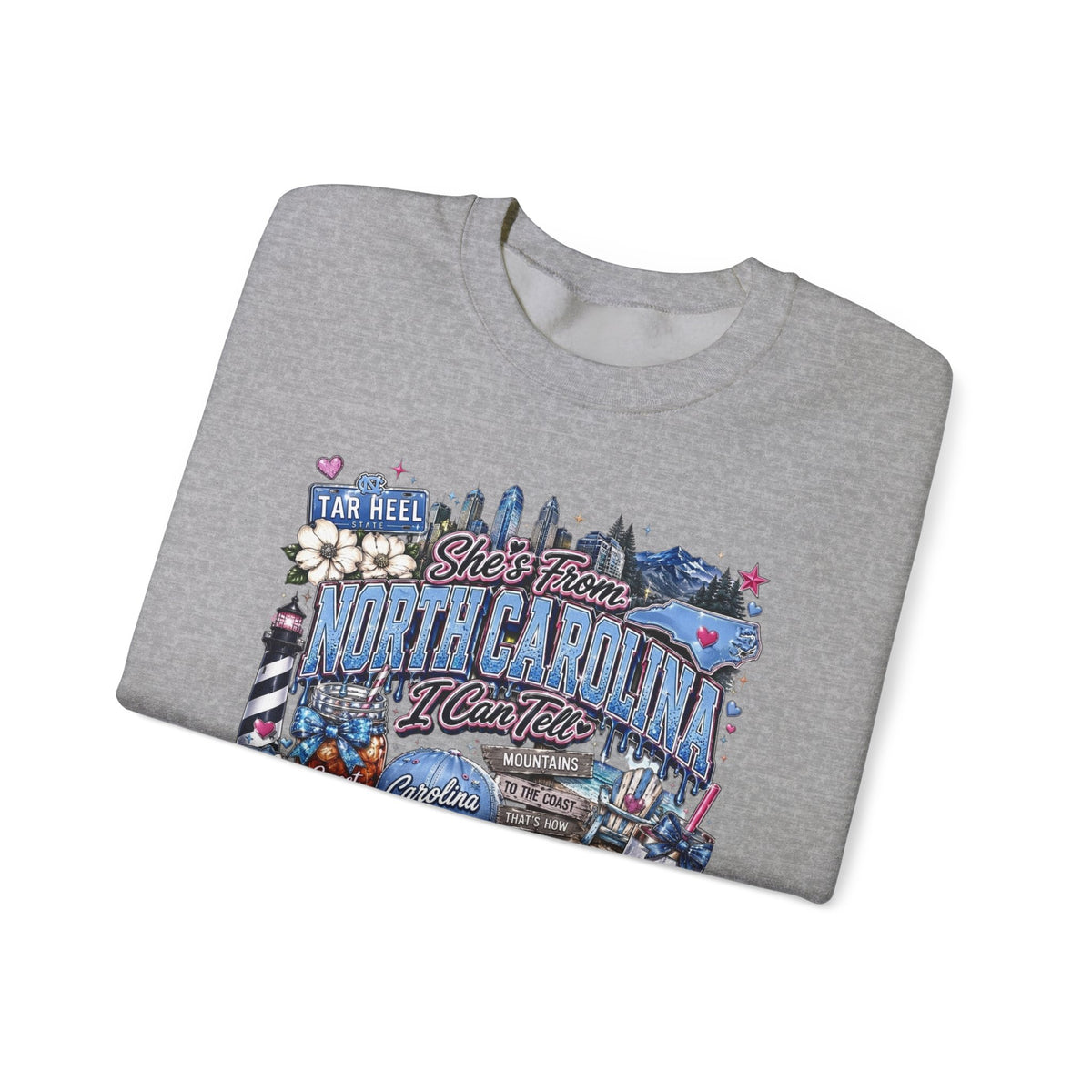 North Carolina Vintage Crewneck Sweatshirt — Shore Town Illustrated Design