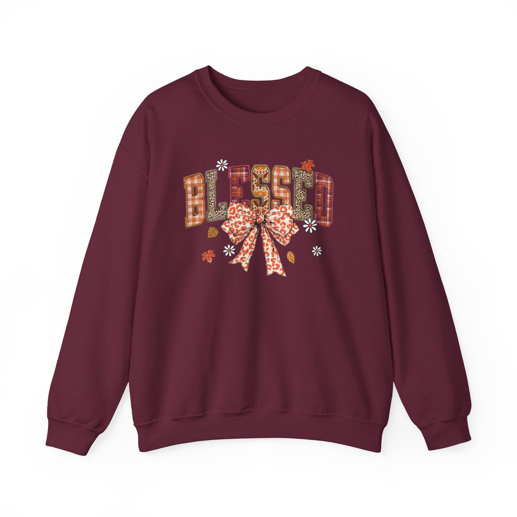 Blessed Plaid Bow Sweatshirt — Cozy Fall Blessed Crewneck