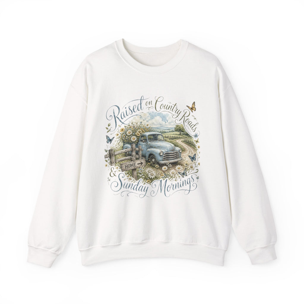 Sweatshirt - "Raised on Country Roads & Sunday Mornings" Vintage Truck Farm Crewneck