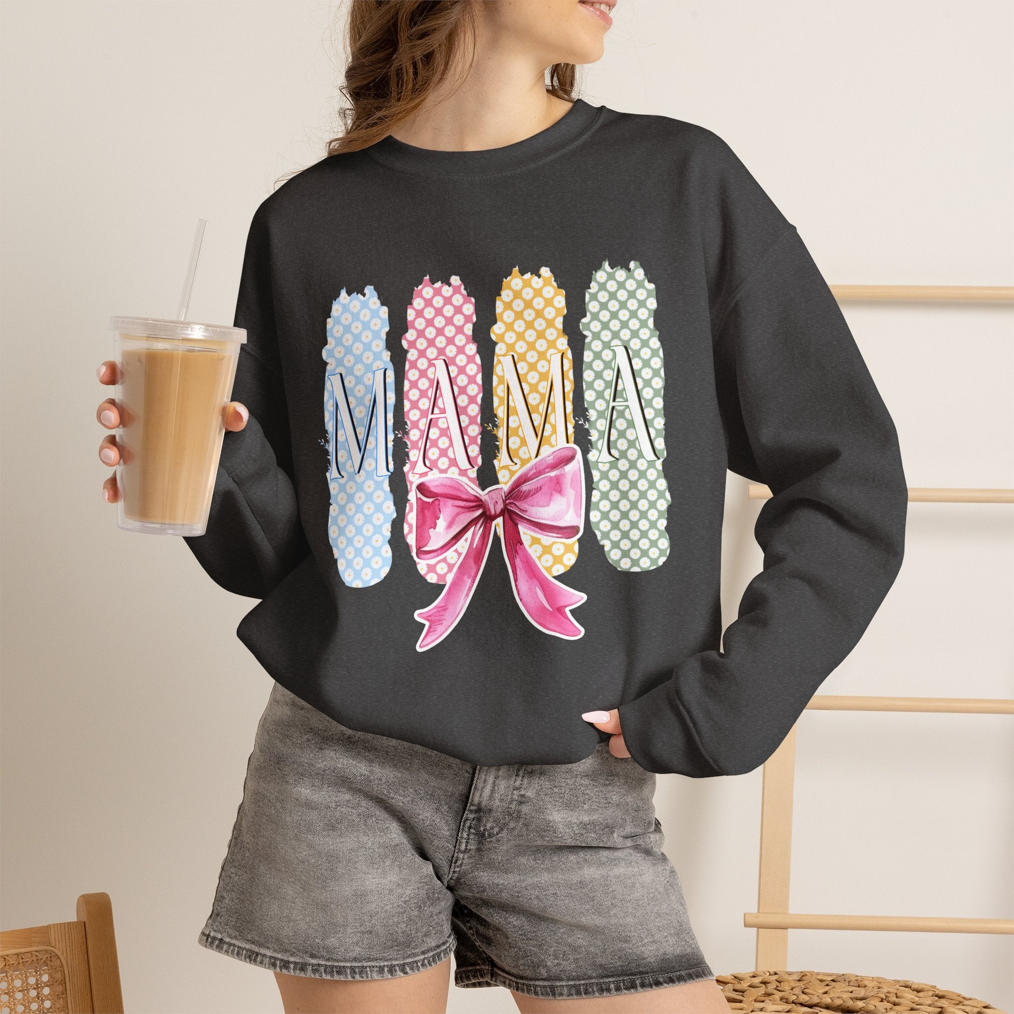 Ballet Slippers Crewneck Sweatshirt — Pastel Pointe Shoes with Pink Bow