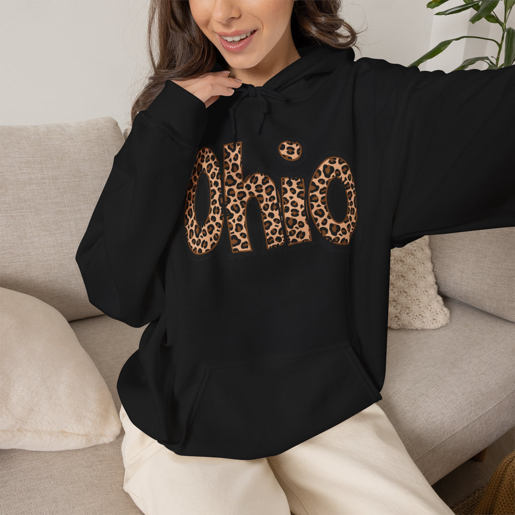 Ohio Leopard Print Hoodie – Women's Trendy State Pride Sweatshirt