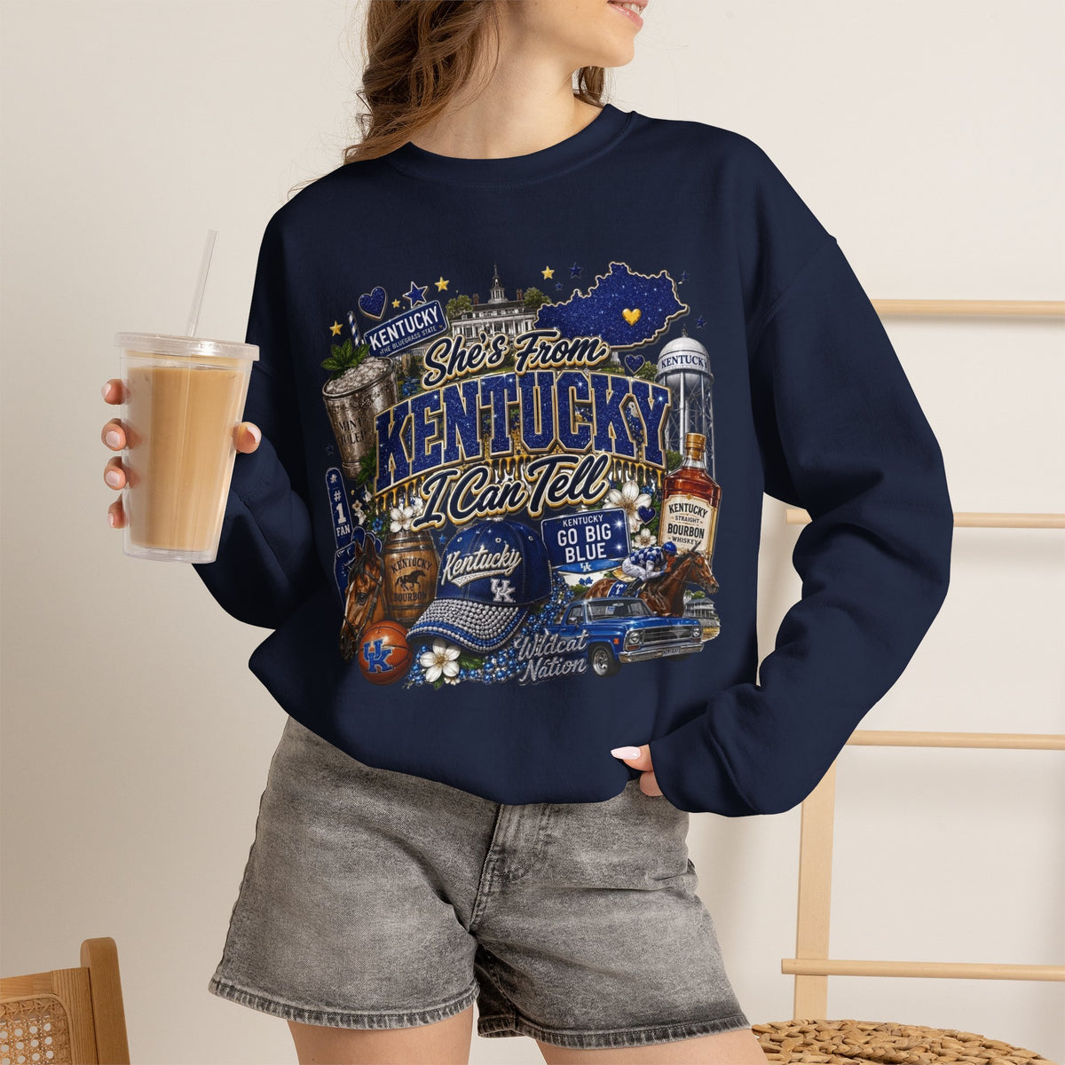 Kentucky Home State Crewneck Sweatshirt – "From the Bluegrass to Bourbon, Kentucky I Can Tell"