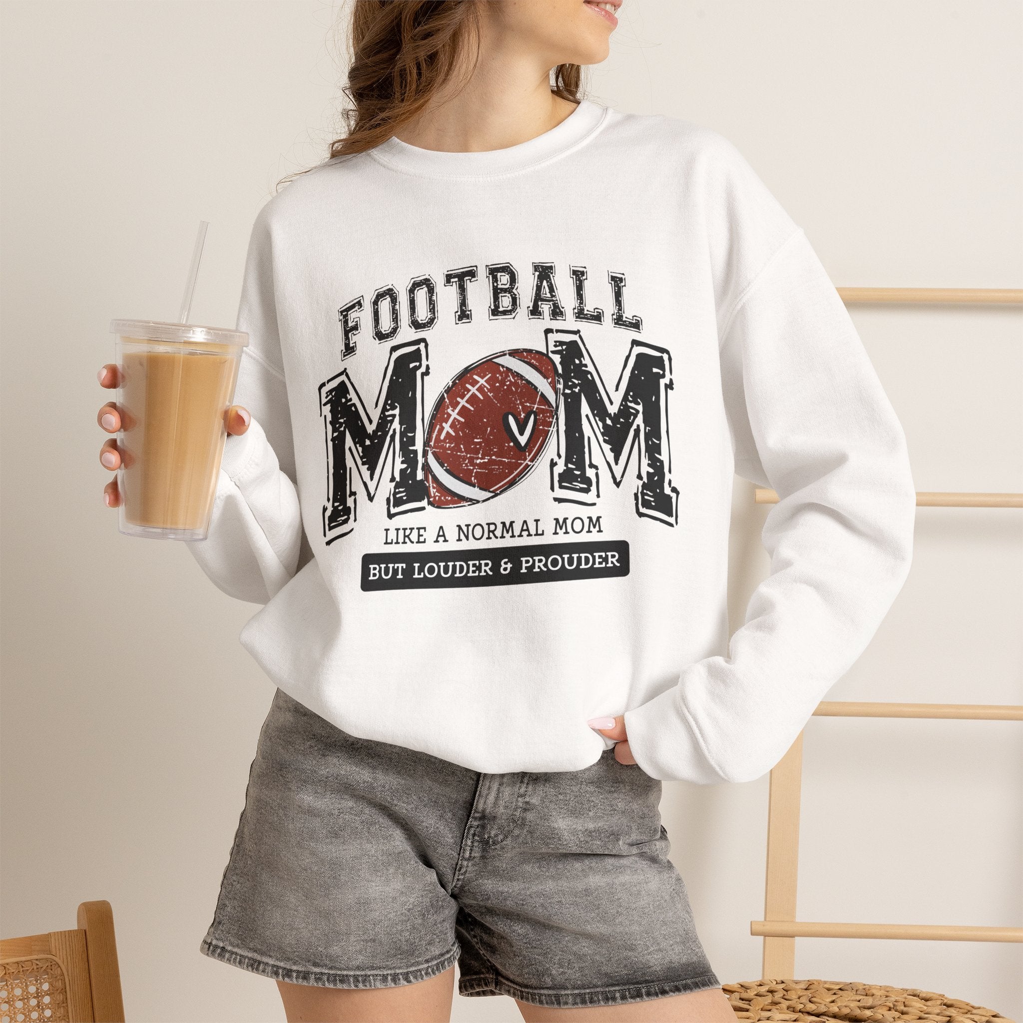 Football Mom Sweatshirt — "Like a Normal Mom But Louder & Prouder" Cozy Crewneck