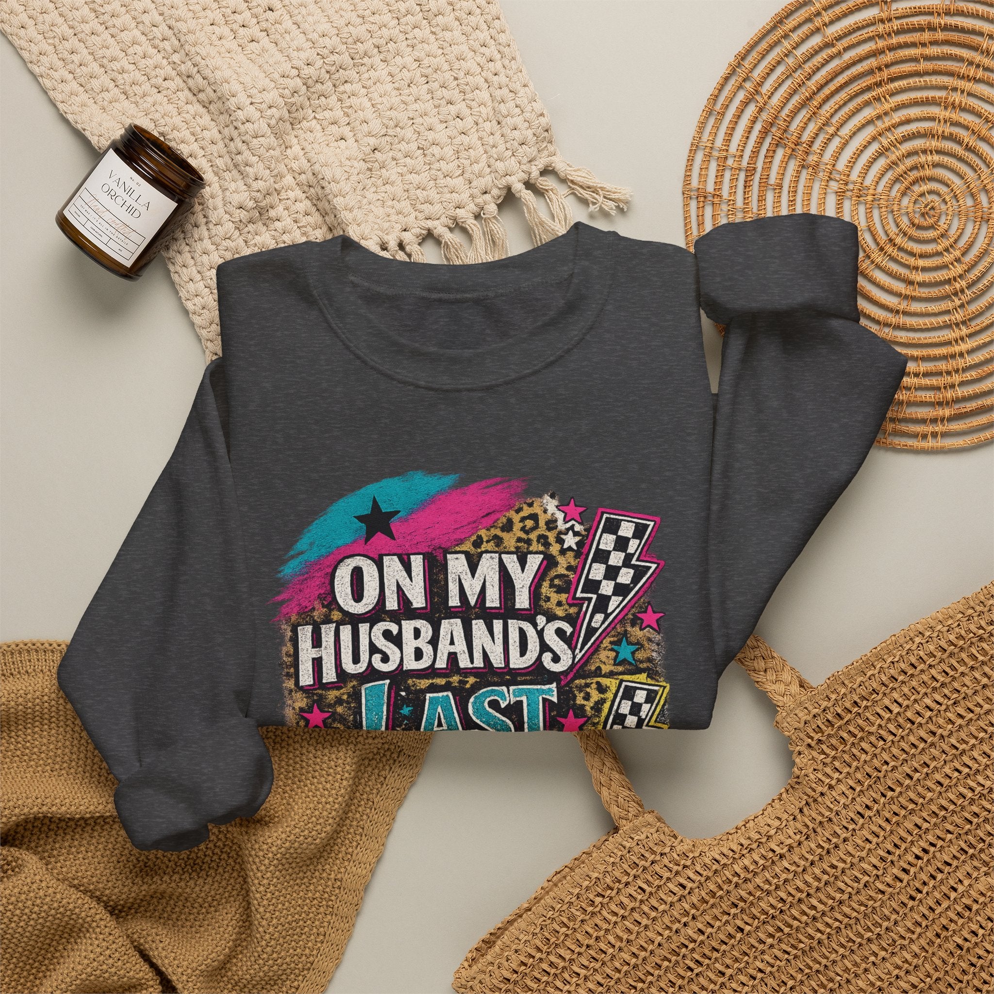 Crewneck Sweatshirt — “On My Husband’s Last Nerve” Retro Graphic