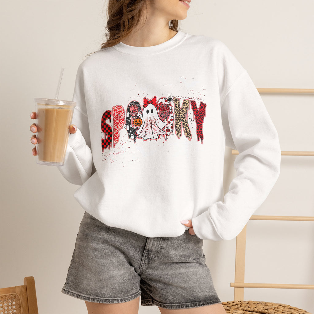 Spooky Ghosts Crewneck Sweatshirt — Cute Halloween Graphic Pullover