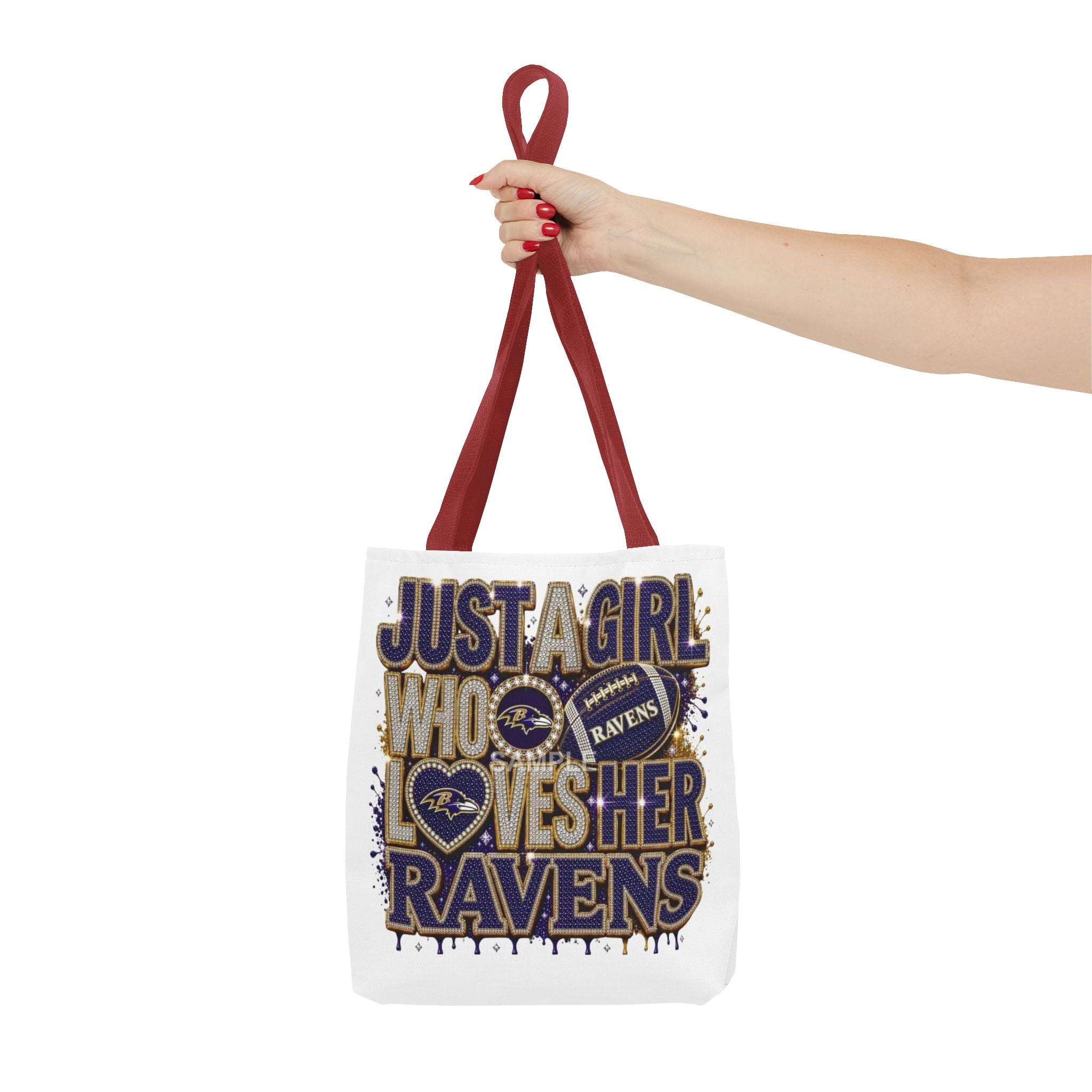 Ravens Fan Tote Bag — "Just a Girl Who Loves Her Ravens" Graphic Tote