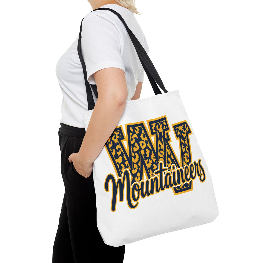 Mountaineers W Leopard Logo Tote Bag — College Spirit Animal Print Tote