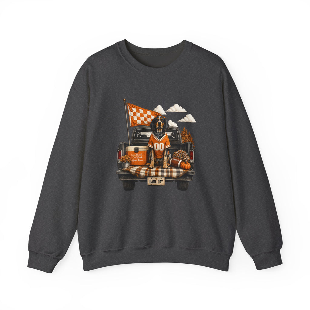 Fall Tailgate Crewneck Sweatshirt — Truck, Dog & Pumpkin Patch Design