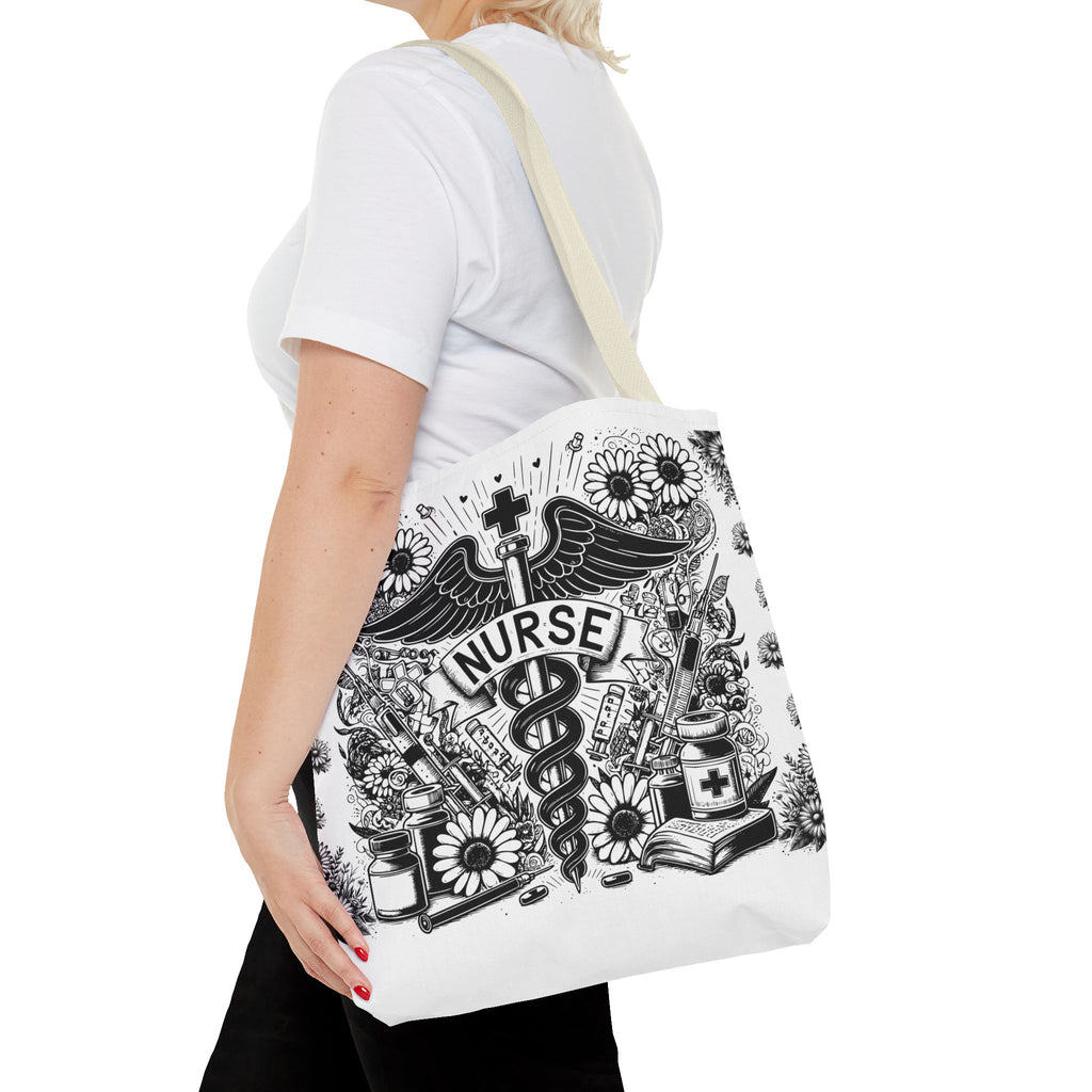 Nurse Caduceus Floral Tote Bag – Medical RN Gift Tote
