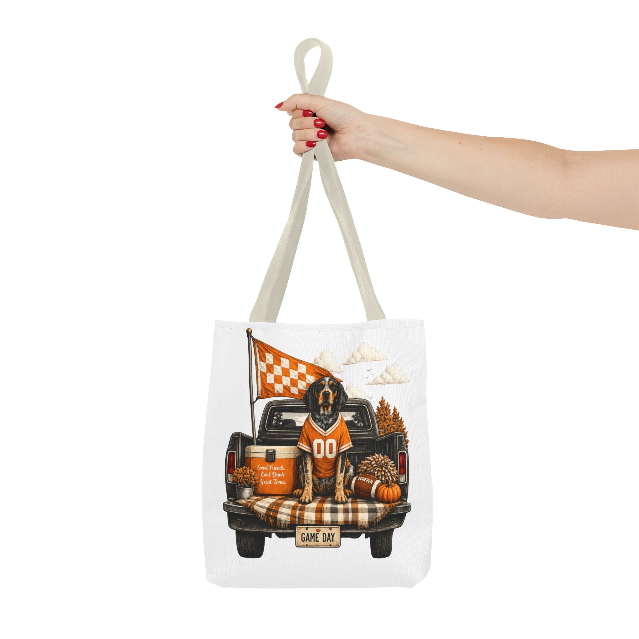 Game Day Dog Tote Bag — Football Truck Tailgate Pumpkins Design