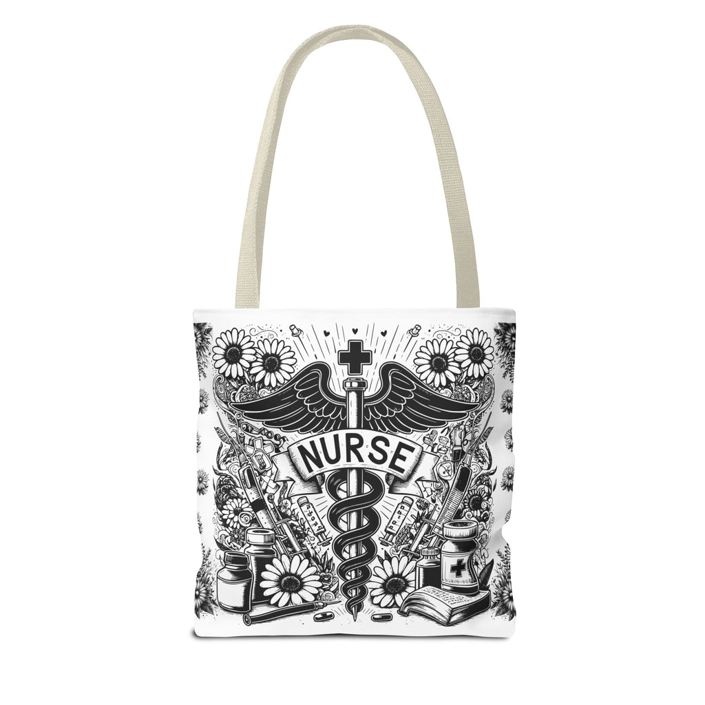 Nurse Caduceus Floral Tote Bag – Medical RN Gift Tote