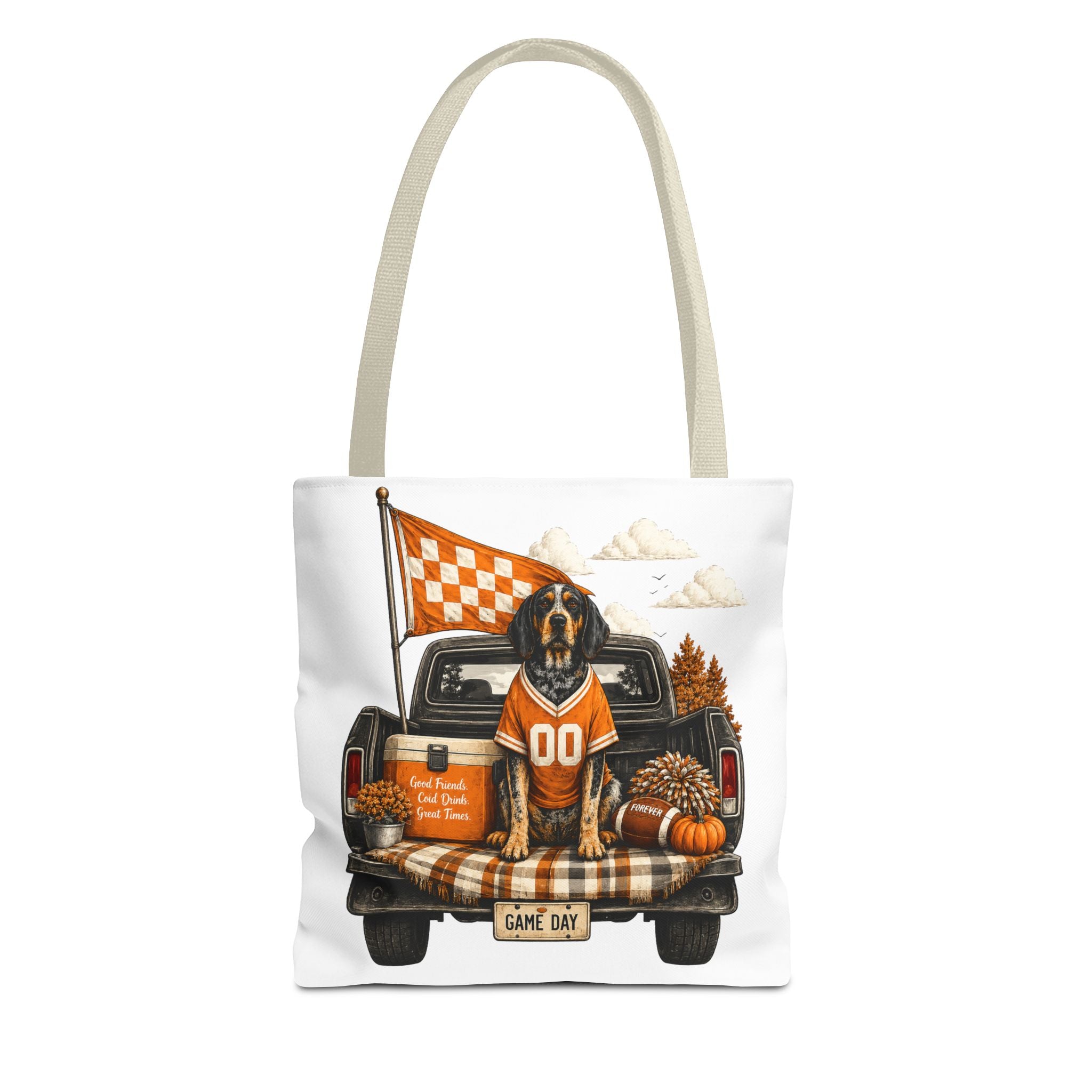 Game Day Dog Tote Bag — Football Truck Tailgate Pumpkins Design