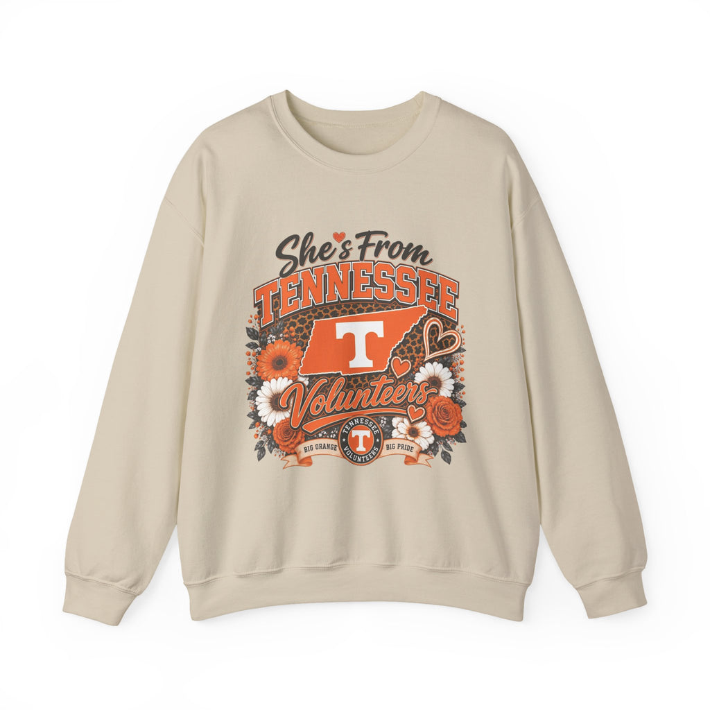 She's From Tennessee Volunteers Crewneck Sweatshirt - Floral Vols Fan Pullover