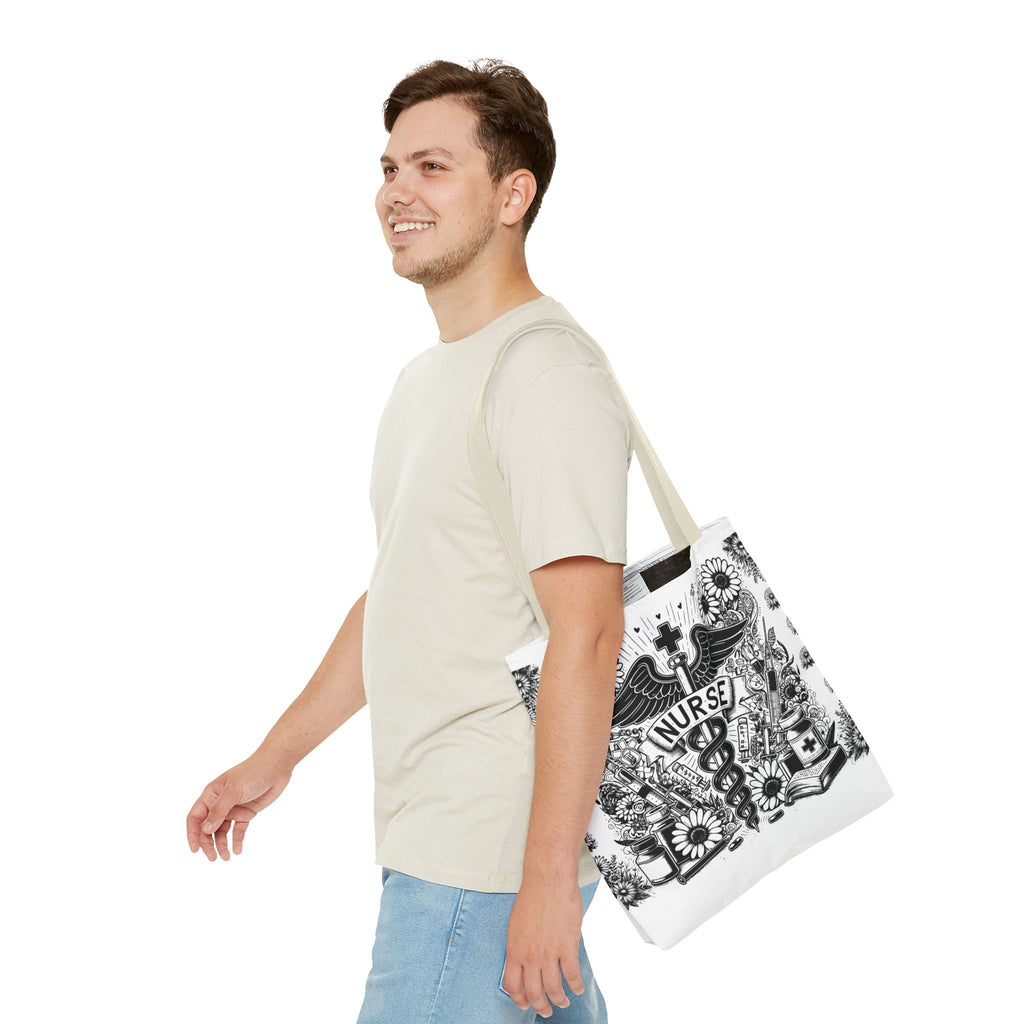 Nurse Caduceus Floral Tote Bag – Medical RN Gift Tote