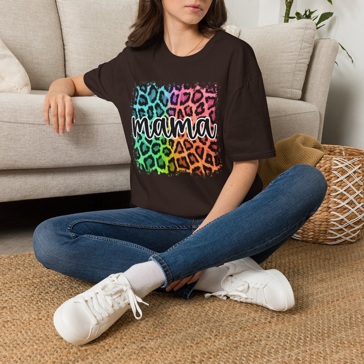 Mama Leopard Rainbow T-Shirt — Colorful Mama Graphic Tee