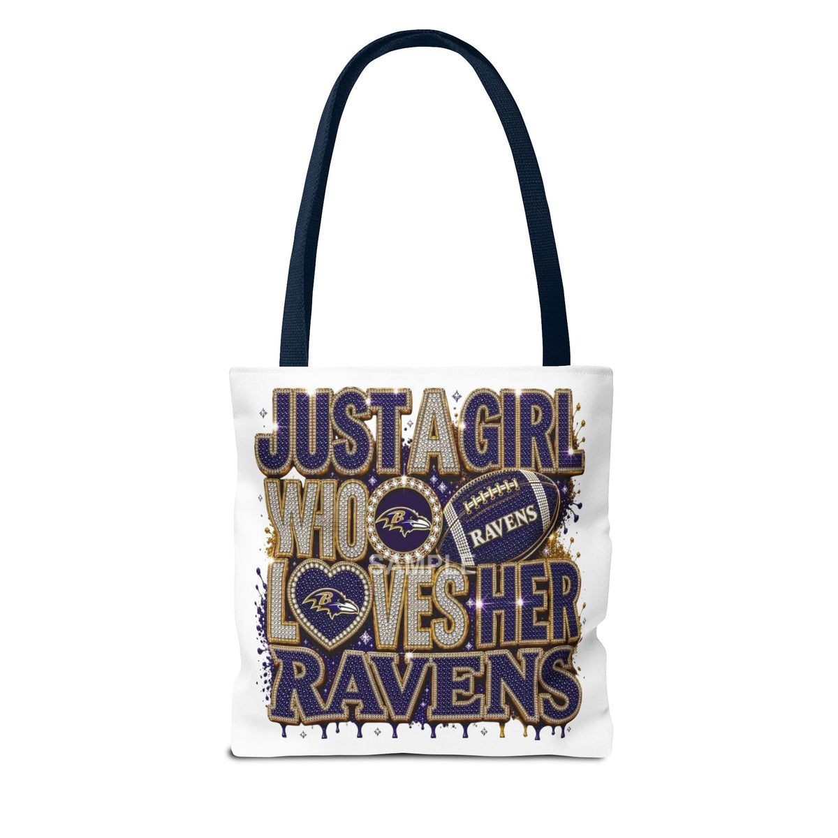 Ravens Fan Tote Bag — "Just a Girl Who Loves Her Ravens" Graphic Tote