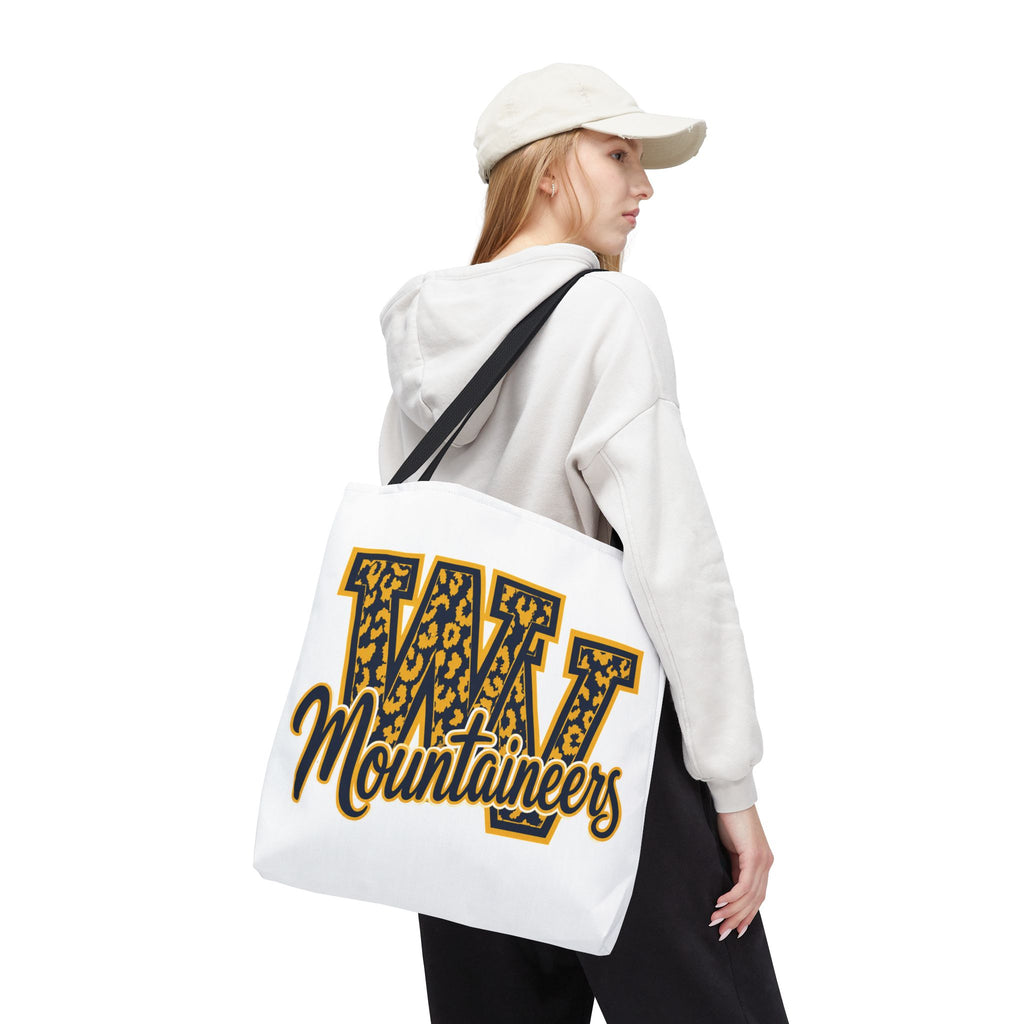 Mountaineers W Leopard Logo Tote Bag — College Spirit Animal Print Tote