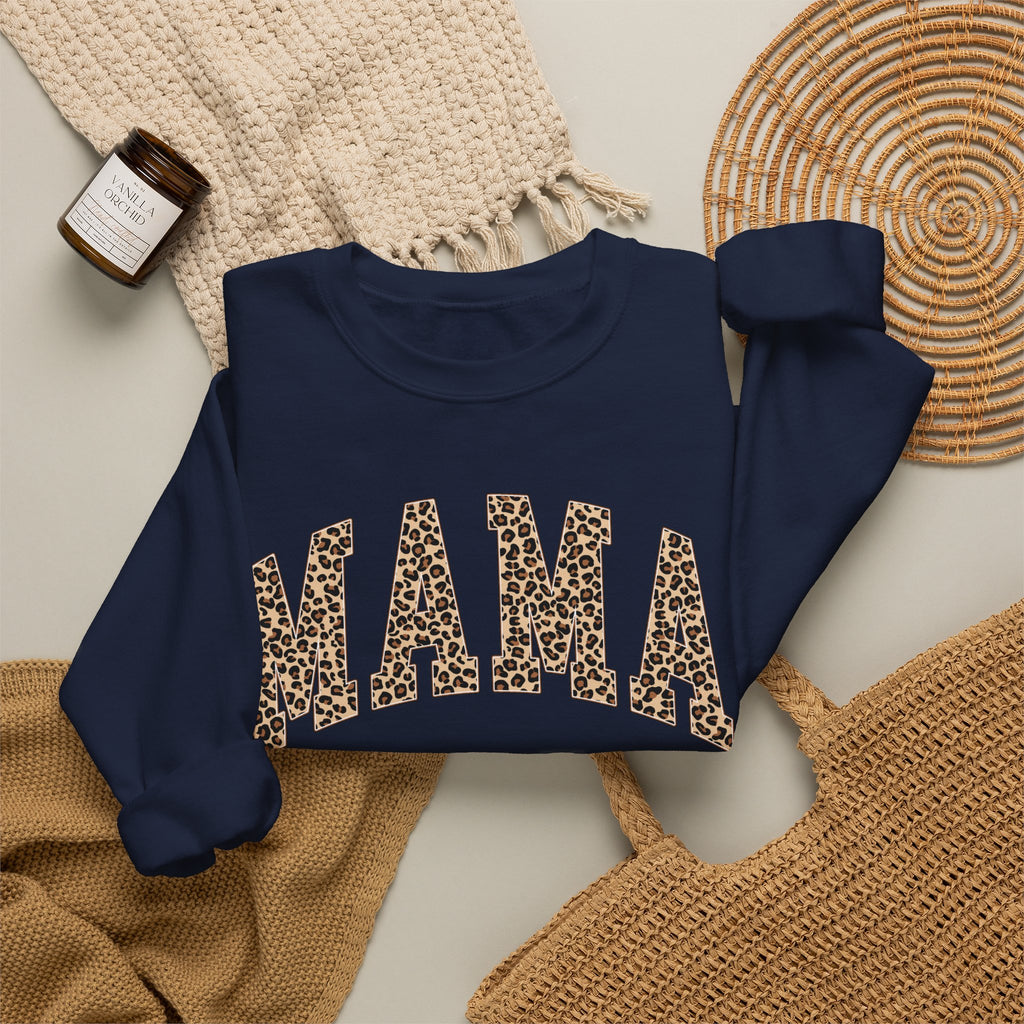 Mama Leopard Print Sweatshirt — Cozy Crewneck for Moms, Mother's Day Gift