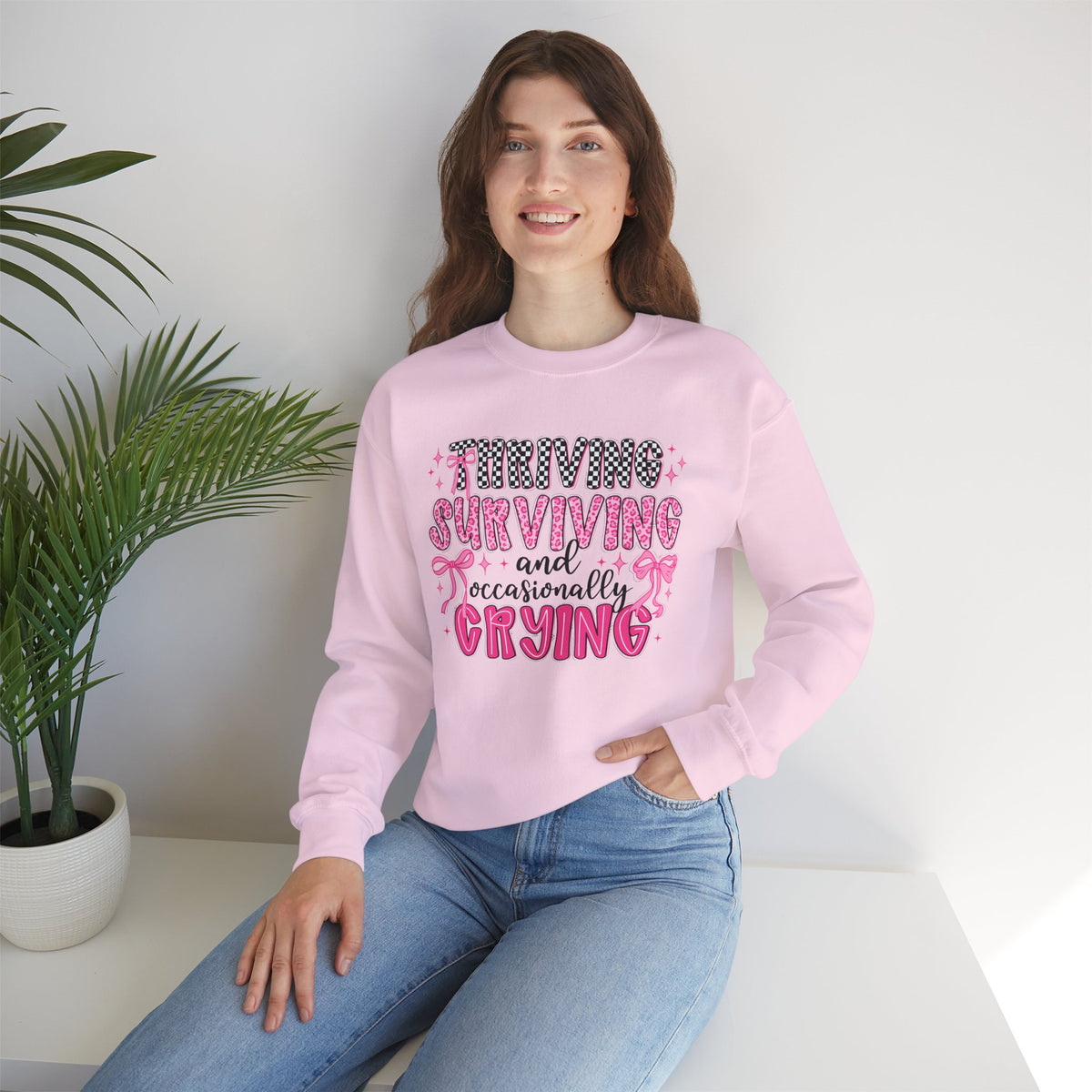 Surviving and Occasionally Crying Crewneck Sweatshirt