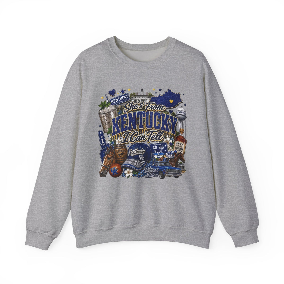 Kentucky Home State Crewneck Sweatshirt – "From the Bluegrass to Bourbon, Kentucky I Can Tell"