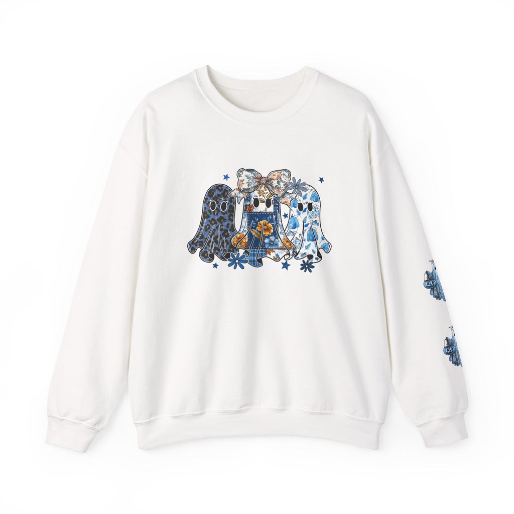 Crewneck Sweatshirt - Blue Floral Bell Design