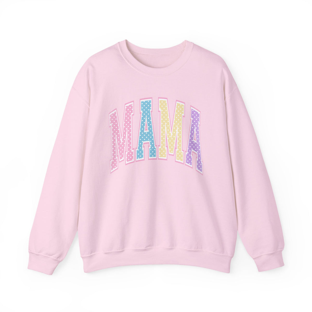 Mama Patchwork Crewneck Sweatshirt — Pastel Quilted Lettering for New & Expecting Moms