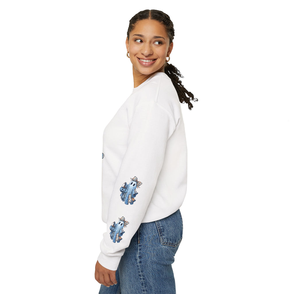 Crewneck Sweatshirt - Blue Floral Bell Design