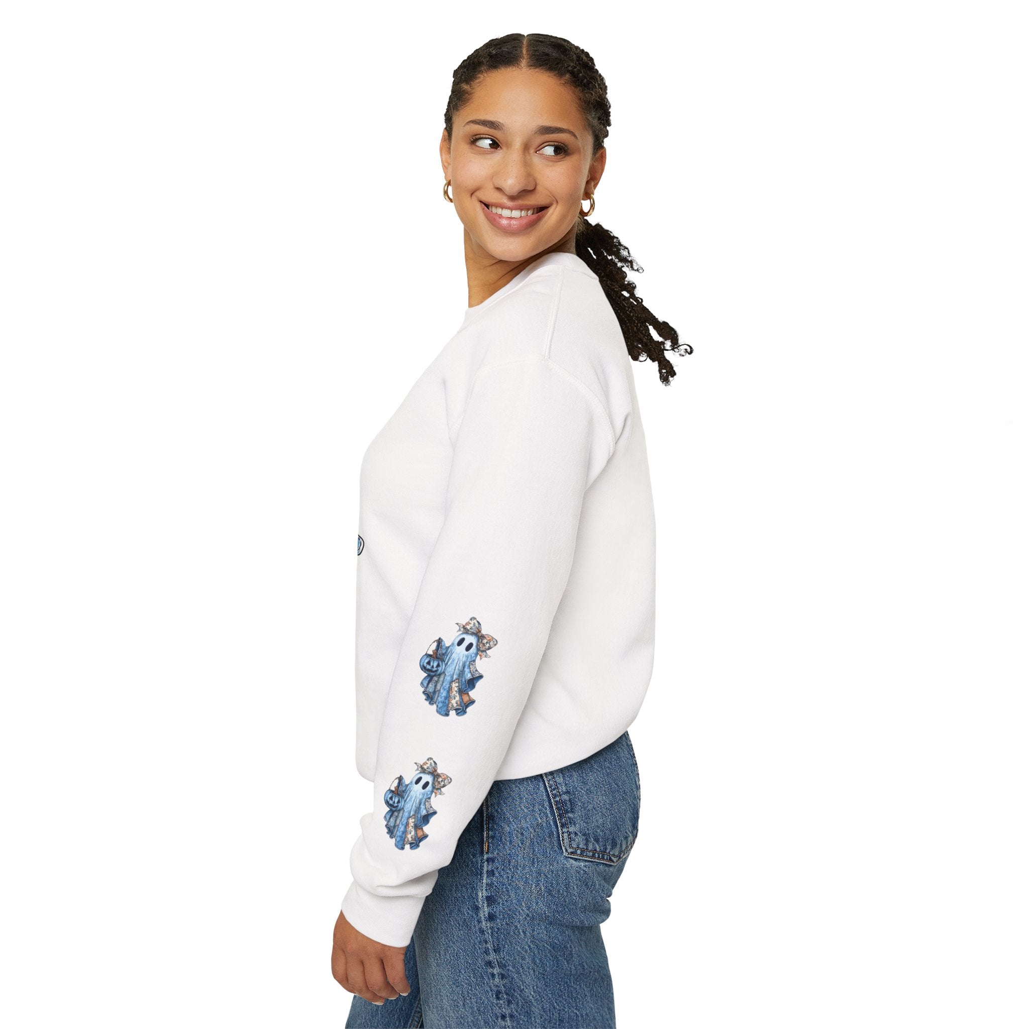 Crewneck Sweatshirt - Blue Floral Bell Design