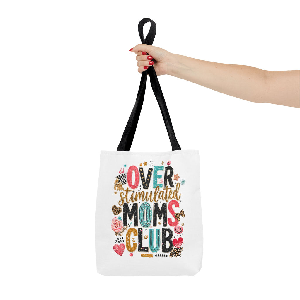 Tote Bag — "Overstimulated Moms Club" Colorful Graphic Tote for Busy Mothers, Funny Mother's Day Gift