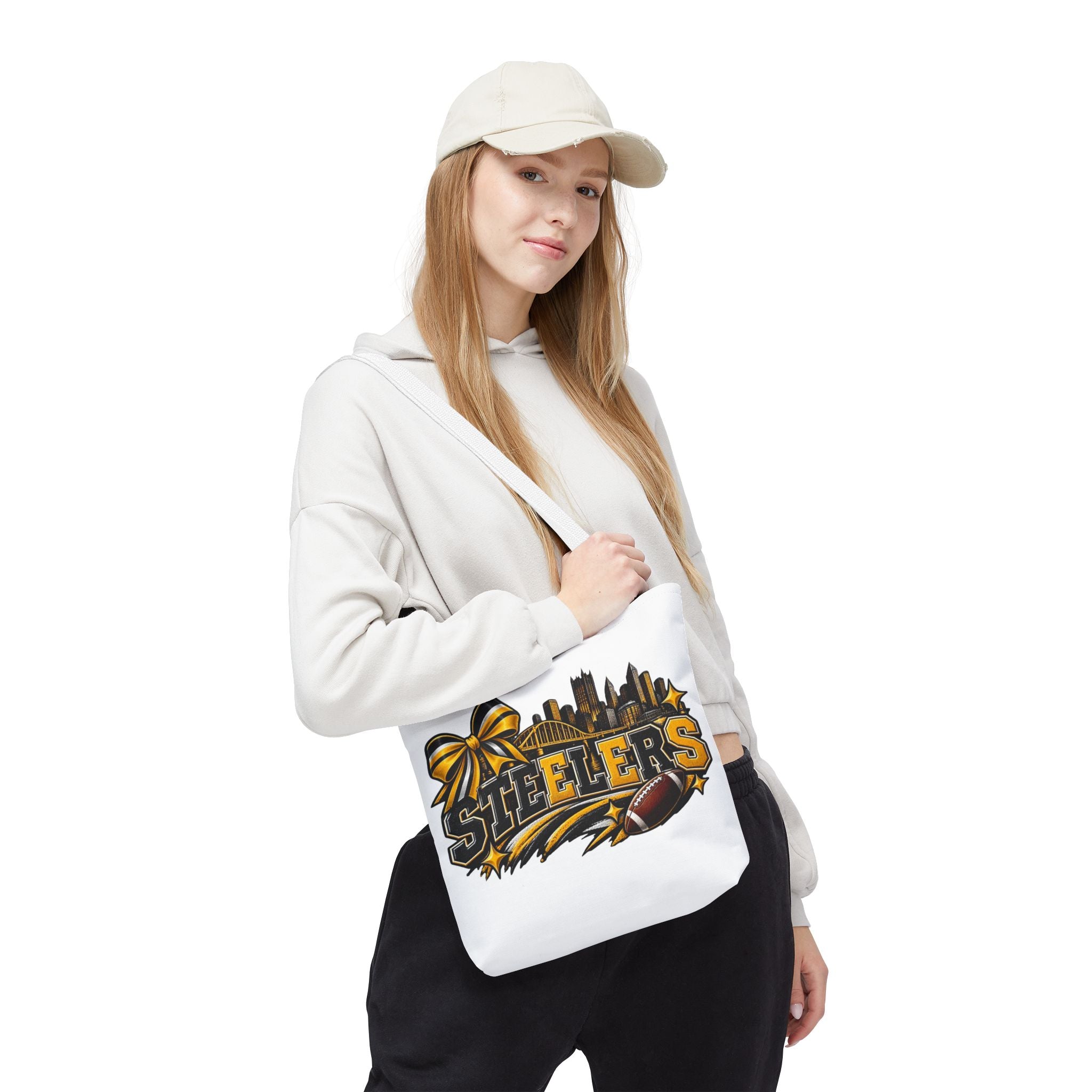 Steelers Skyline Tote Bag — Football Fan Gift, Yellow & Black Team Graphic