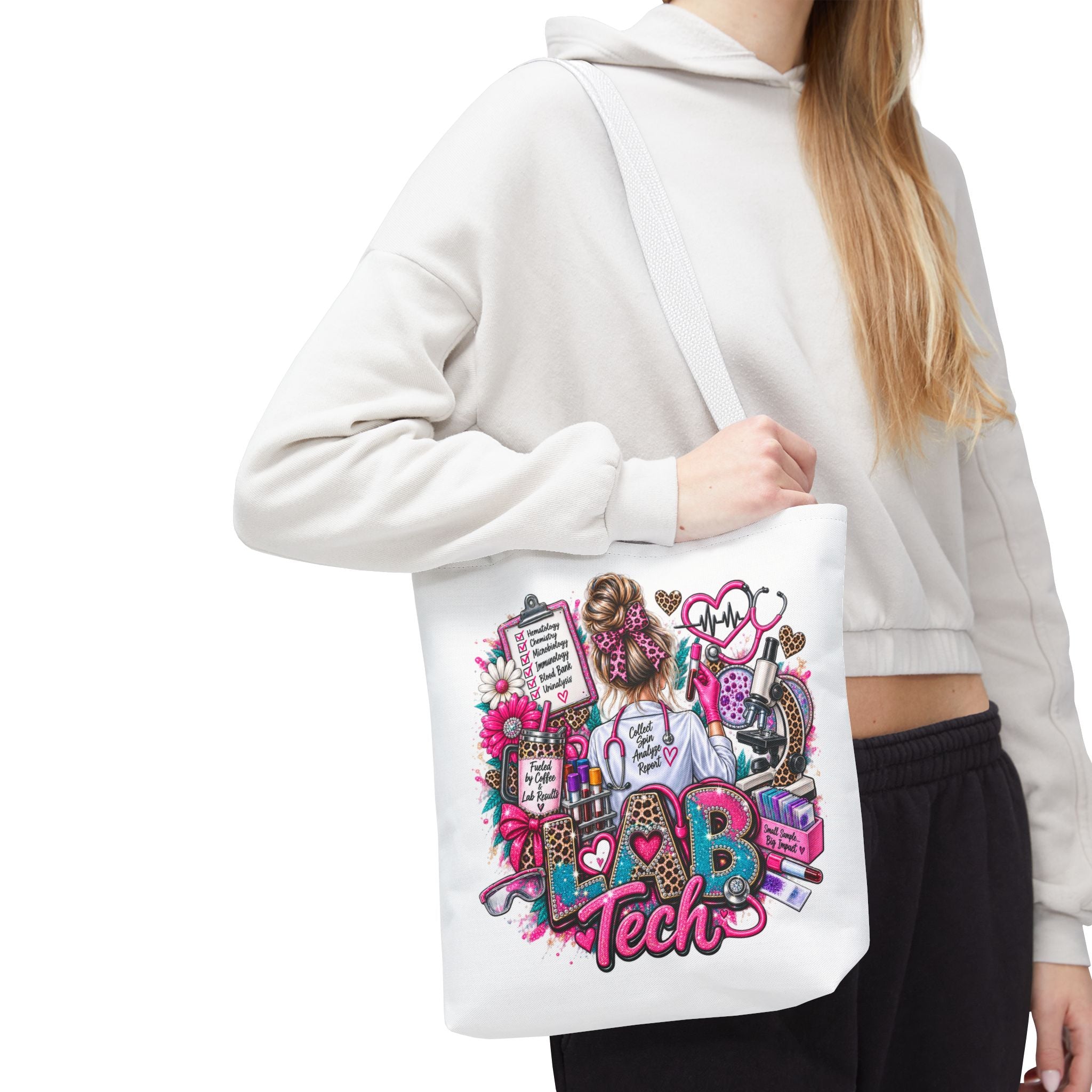 Lab Tech Tote Bag - Cute Pink Medical Laboratory Technician Gift