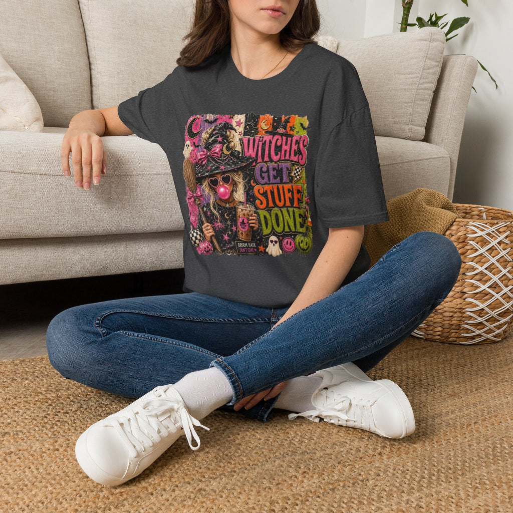 Witches Get Stuff Done T-Shirt — Retro Halloween Witch Graphic Tee