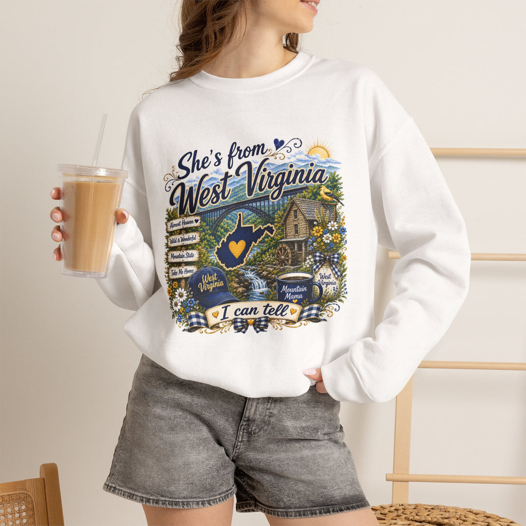 West Virginia Crewneck Sweatshirt - 'She's From West Virginia' State Pride Pullover