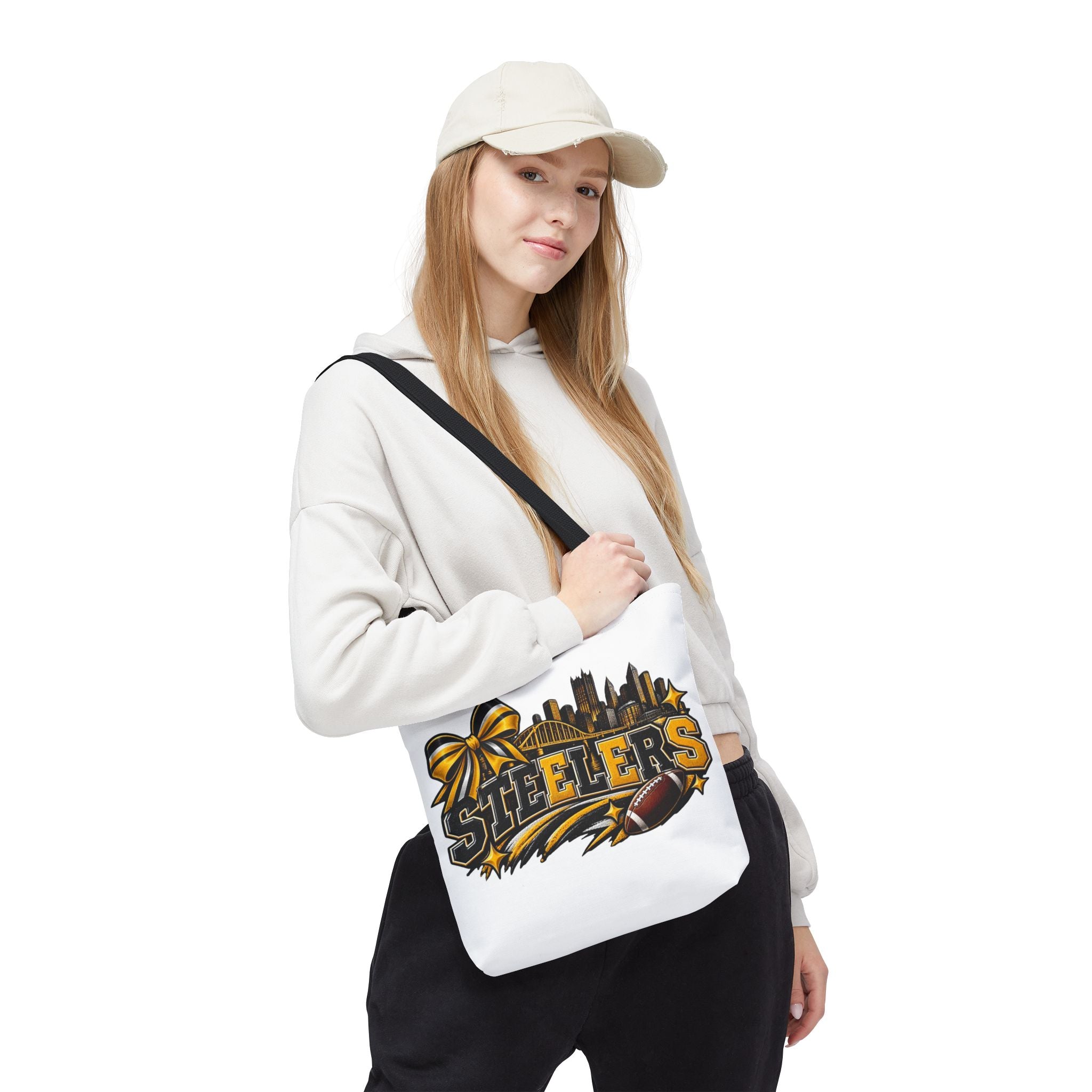 Steelers Skyline Tote Bag — Football Fan Gift, Yellow & Black Team Graphic