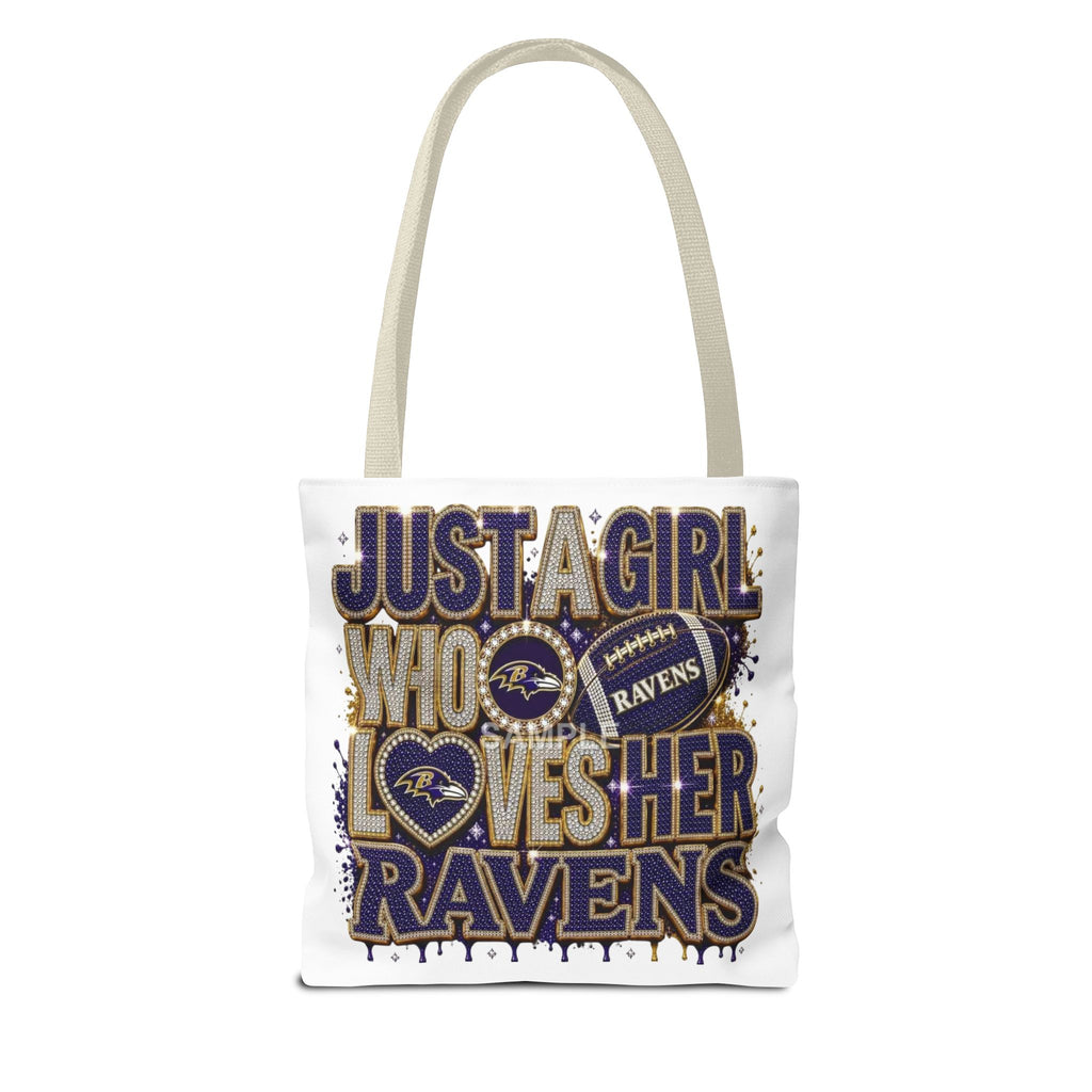 Ravens Fan Tote Bag — "Just a Girl Who Loves Her Ravens" Graphic Tote