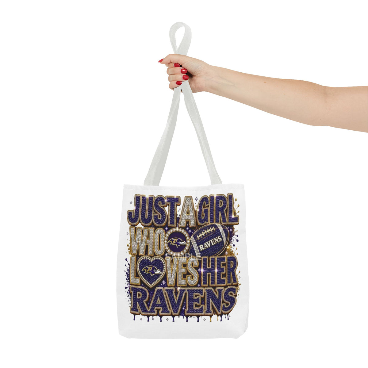 Ravens Fan Tote Bag — "Just a Girl Who Loves Her Ravens" Graphic Tote