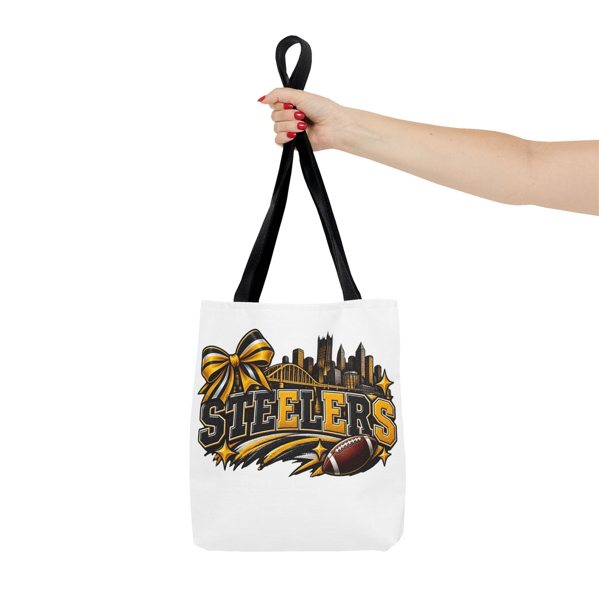 Steelers Skyline Tote Bag — Football Fan Gift, Yellow & Black Team Graphic