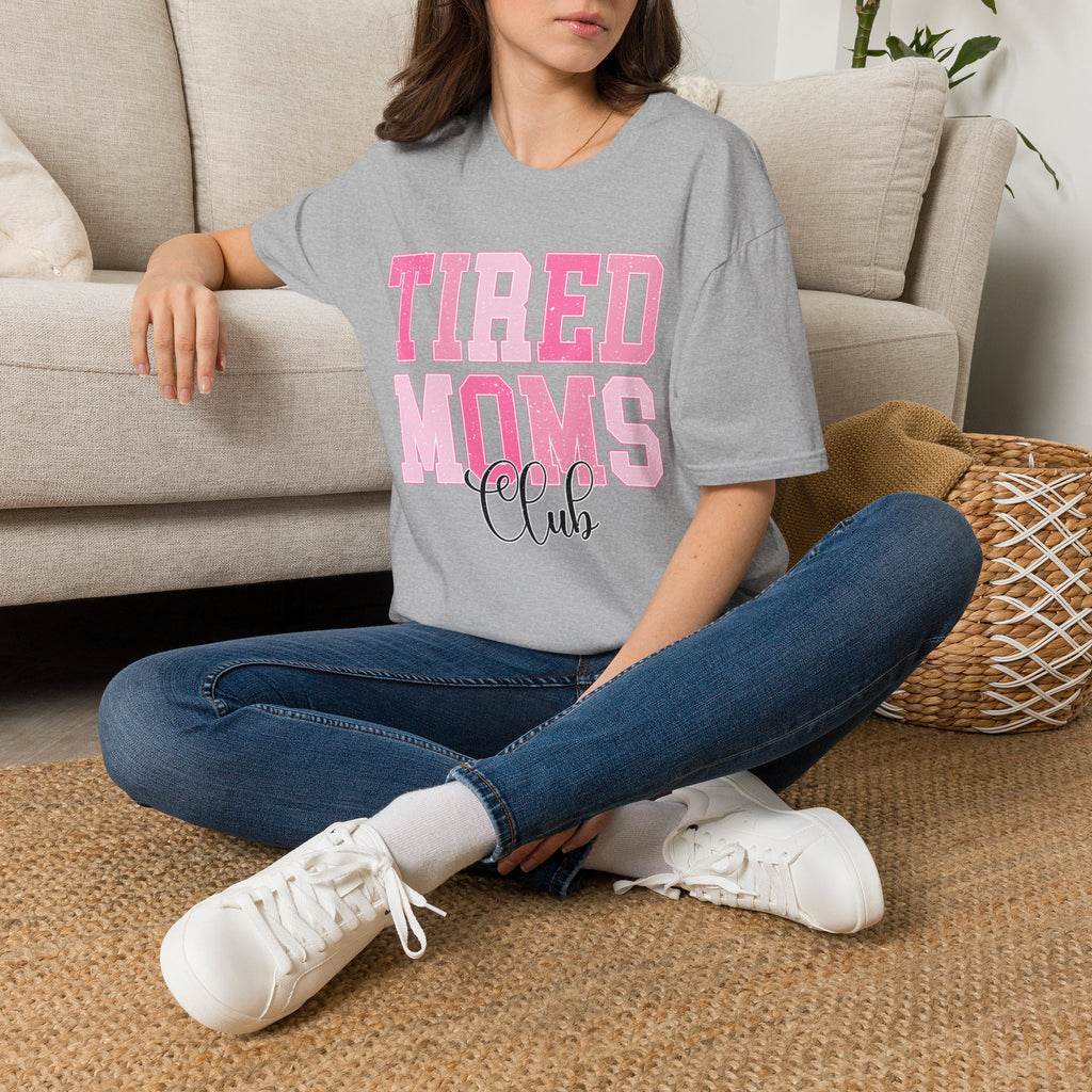 Tired Moms Club T-Shirt — Funny Pink Mom Life Tee
