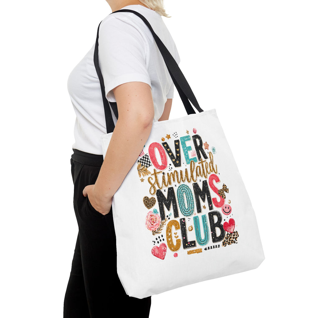 Tote Bag — "Overstimulated Moms Club" Colorful Graphic Tote for Busy Mothers, Funny Mother's Day Gift