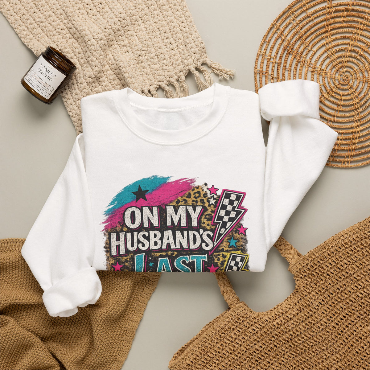 Crewneck Sweatshirt — “On My Husband’s Last Nerve” Retro Graphic