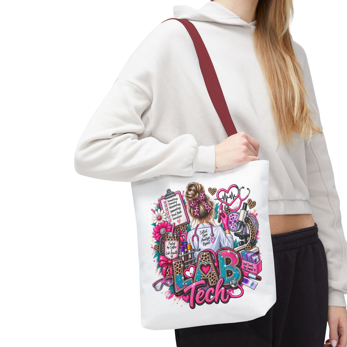 Lab Tech Tote Bag - Cute Pink Medical Laboratory Technician Gift