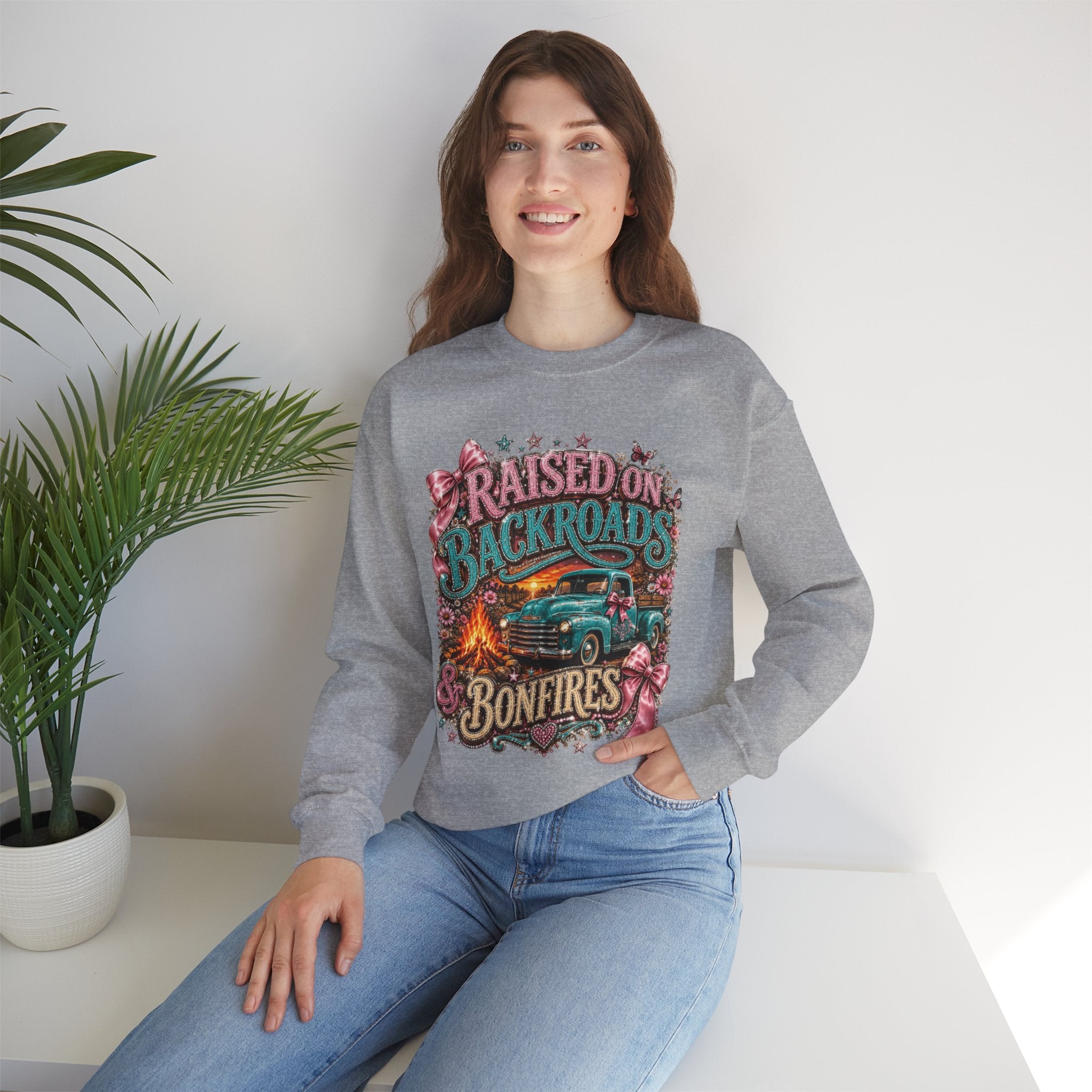 Raised on Backroads & Bonfires Crewneck Sweatshirt