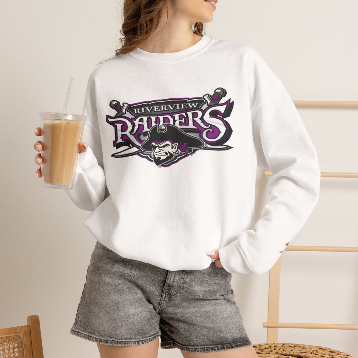 Riverview Raiders Crewneck Sweatshirt — Vintage Pirate Logo