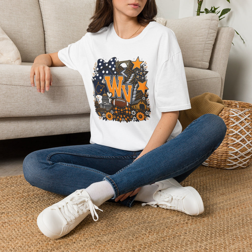 WV State Spirit T-Shirt — West Virginia Stars & Floral Graphic Tee