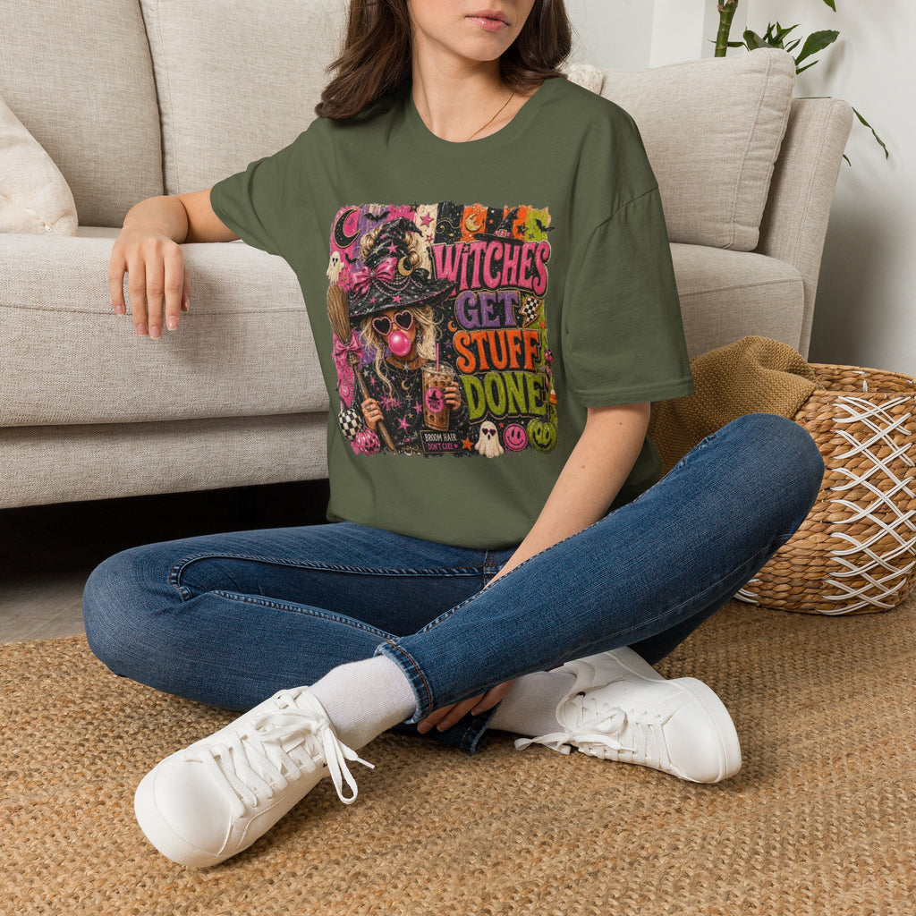 Witches Get Stuff Done T-Shirt — Retro Halloween Witch Graphic Tee