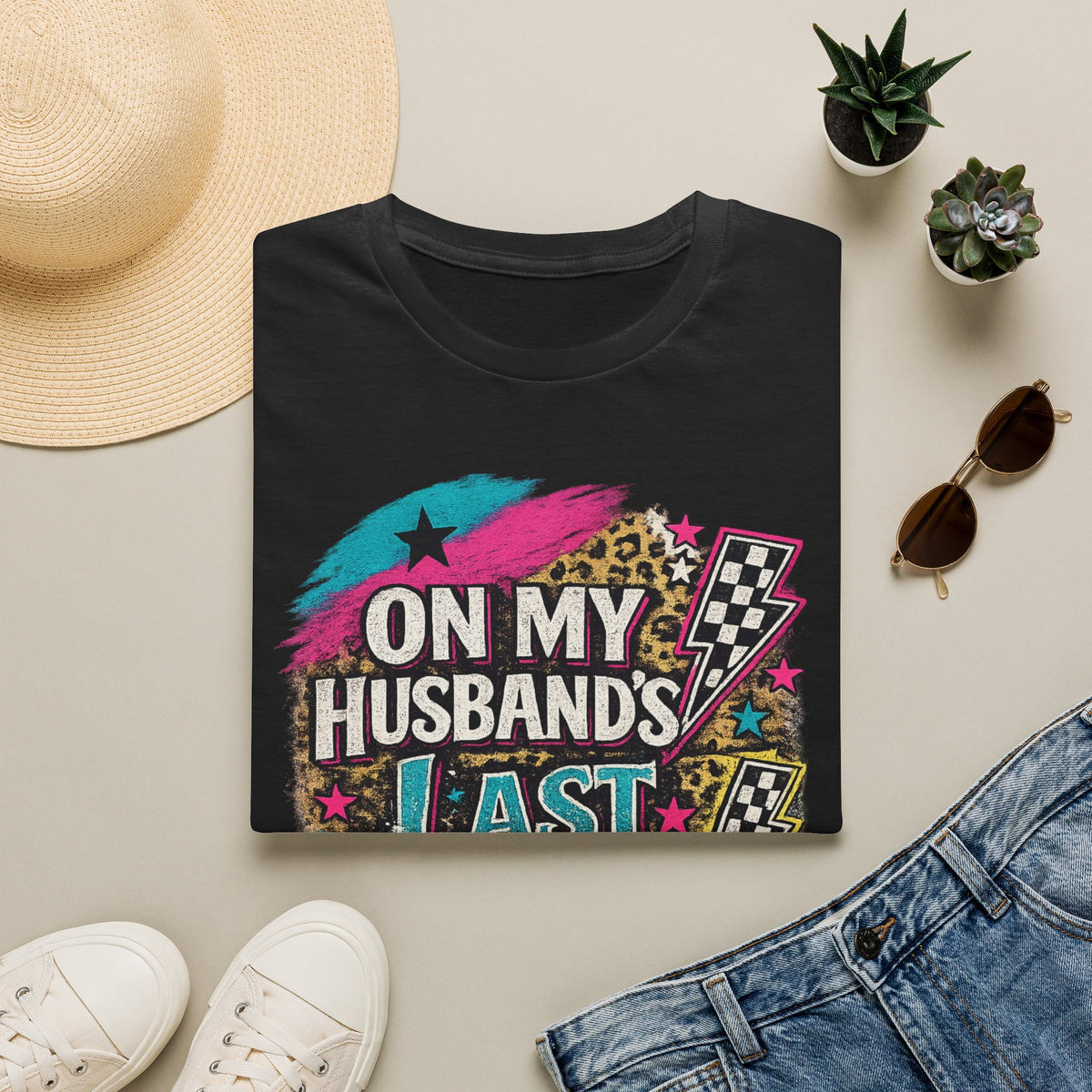 On My Husband's Last Nerve T-Shirt — Funny Retro Race Day Tee for Wives