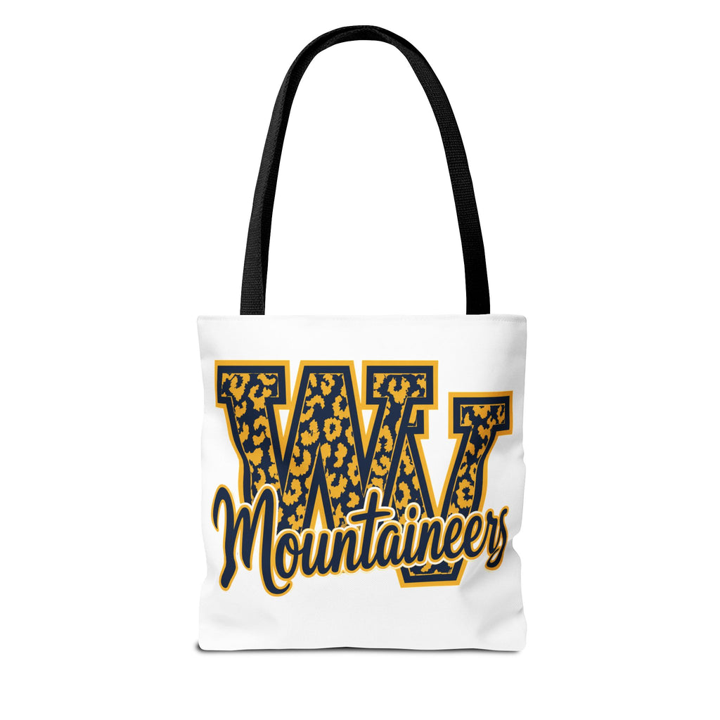 Mountaineers W Leopard Logo Tote Bag — College Spirit Animal Print Tote