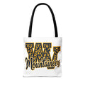 Mountaineers W Leopard Logo Tote Bag — College Spirit Animal Print Tote