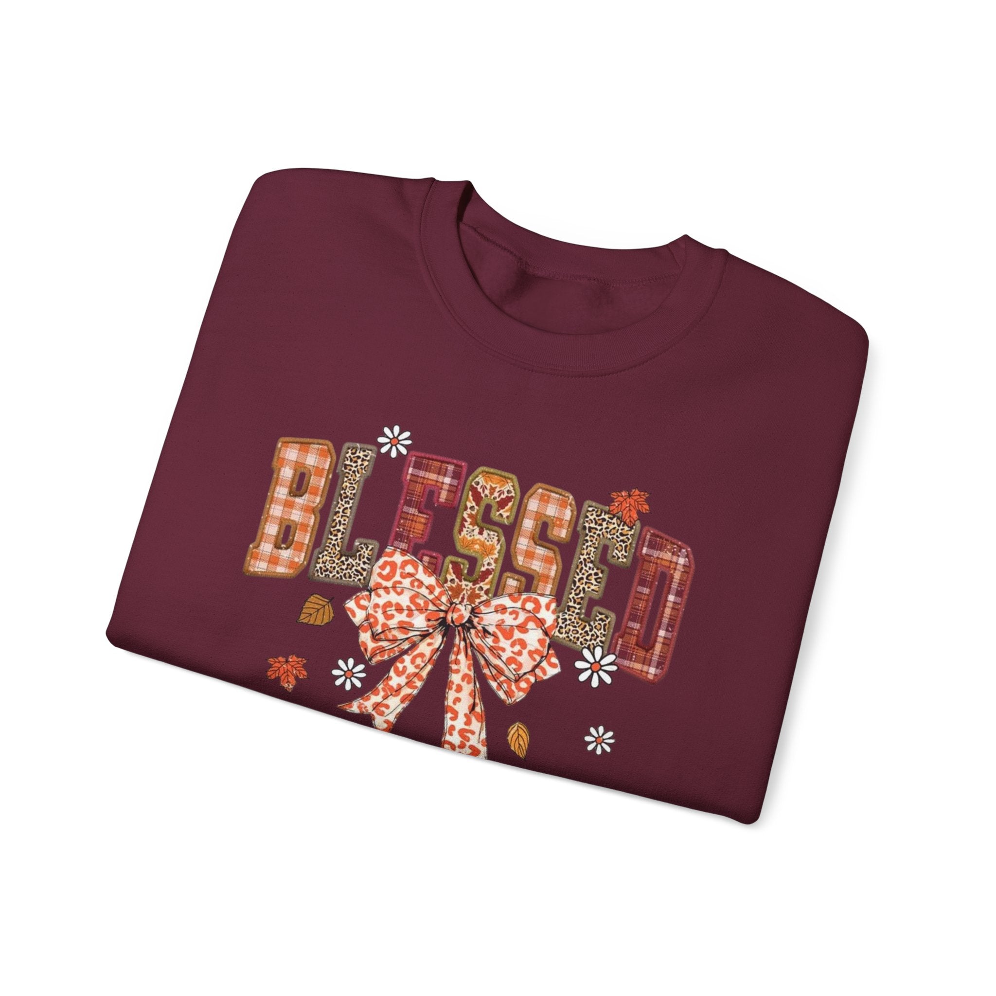 Blessed Plaid Bow Sweatshirt — Cozy Fall Blessed Crewneck
