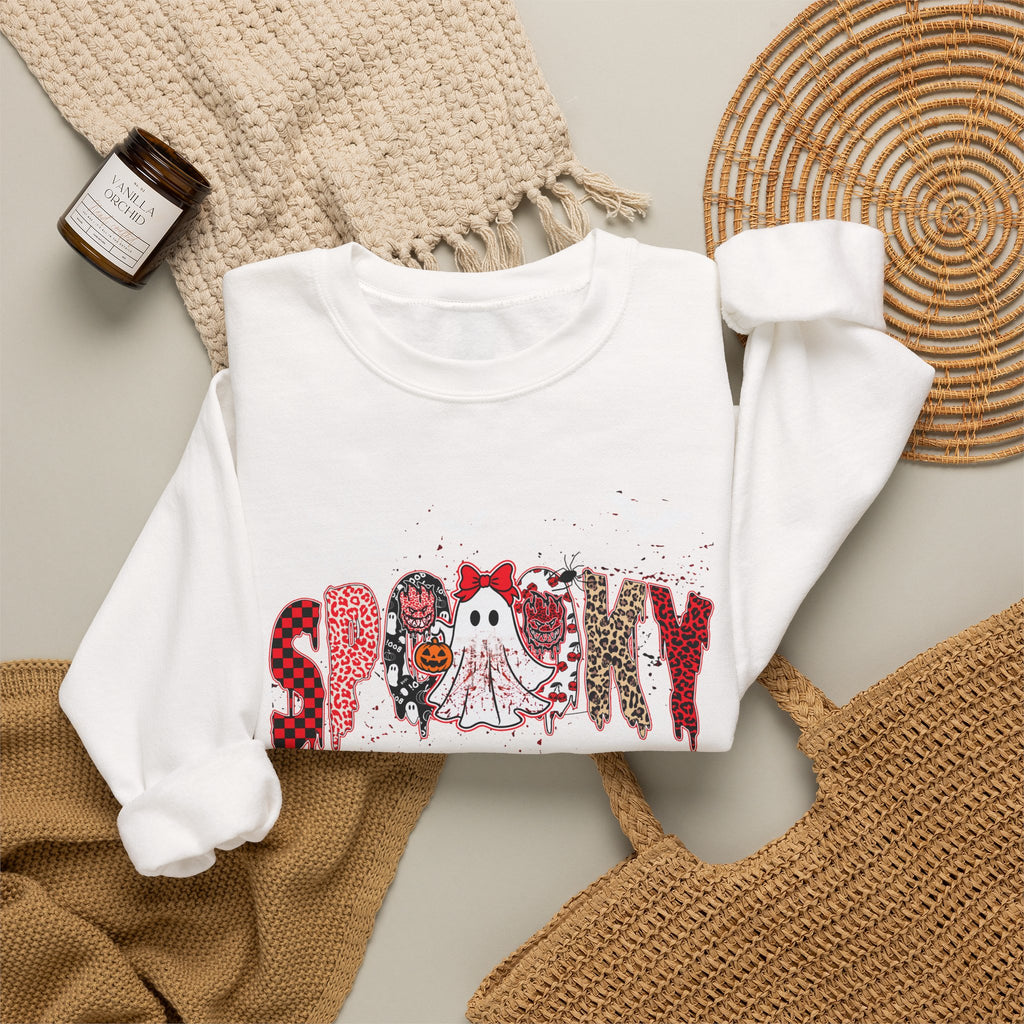 Spooky Ghosts Crewneck Sweatshirt — Cute Halloween Graphic Pullover